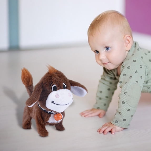 Interactive Walking Donkey Plush Toy,Realistic Braying Electronic Pet,Soft Stuffed Farm Animal Toy,Emotional Development Companion,Screen-Free Active Play,Creative Festival Birthday Gift