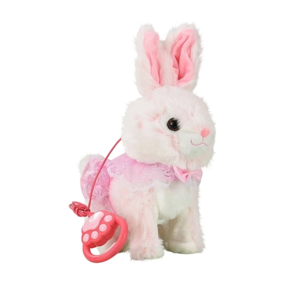 Interactive Walking Plush Toy Rabbit,Remote Control Electronic Robot Rabbit Realistic Wagging Tail,Rich Grooming Set,Gift Toy for Girls & Boys,Kids Age 3,4,5,6