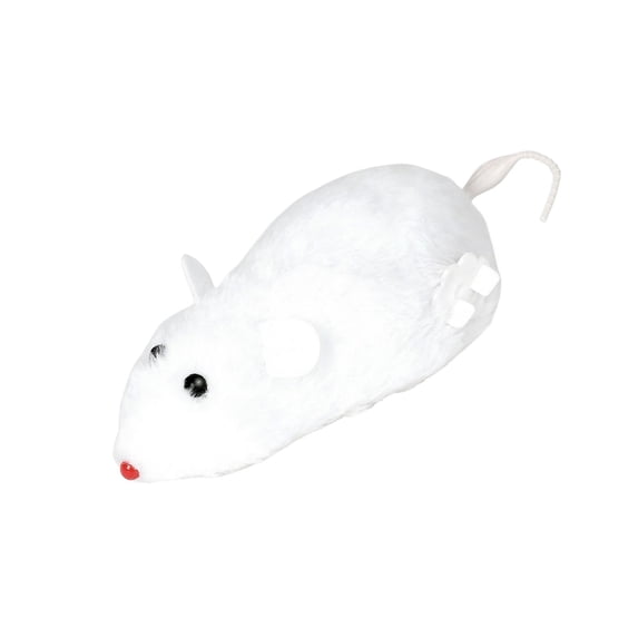 Interactive Wind Up Plush Mouse Toy Jumping Rat with Wiggling Tail for Indoor Pet Exercise Mental Stimulation and Play, White 6 Inch