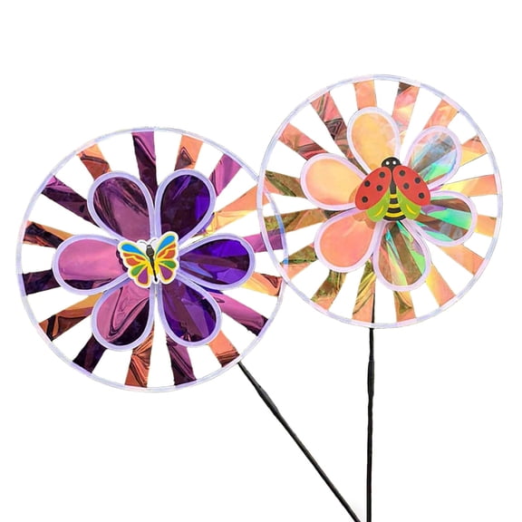 Interactive Windmill Toy For Children Handheld Rotating Pinwheel Toy Flower Wind Spinner Garden Yard Decoration 2PCS