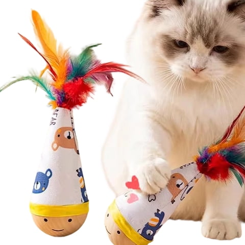 Interactive Wobble Cat Toy, Fun Moving Teaser Toy for Indoor Play, Self-Play Pet Entertainment for Boredom Relief & Mental Stimulation, Interactive Kitten Wobble Toy