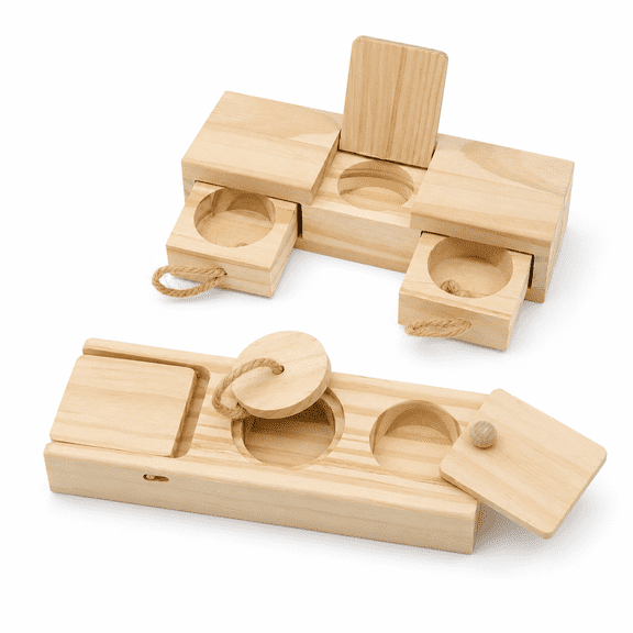 Interactive Wooden Guinea Pig Toys Sniff n' Snack Rabbit Treats Bunny Toys Enrichment Toy for Small Animals,Rabbit,Hamsters 2 Set