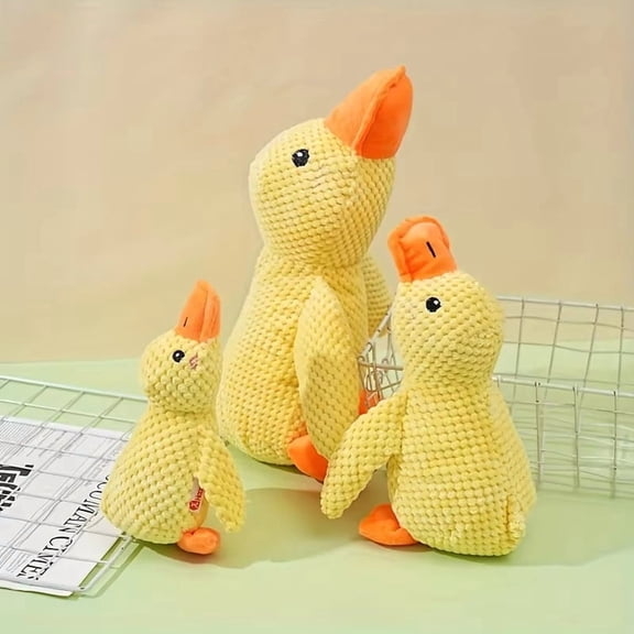 Interactive Yellow Duck Plush Dog Toy – Squeaky Soft Cuddly Companion for Small to Large Dogs,Durable Chew Toy for Play & Comfort,Size S-9.8in