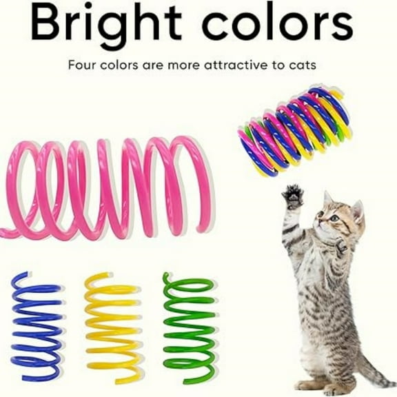 Interactive cat spiral creative spring toy, which can be used to kill time and stay healthy, is made of strong and thick plastic, suitable for slapping, biting and hunting. It is a colorful kitten to