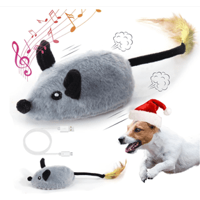 Interactive dog toys, fake mouse moving dog toys with automatic sensors, dog mouse toys with realistic sound and elongated tails, cat dog pet automatic dog toys, squeaking dog toys