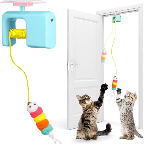 Interactive for Indoor , Automatic Door with Detachable Design, Kitten for Indoor Cats Self Play, 3.27 * 1.69 * 2.76Inch (Sky Blue)