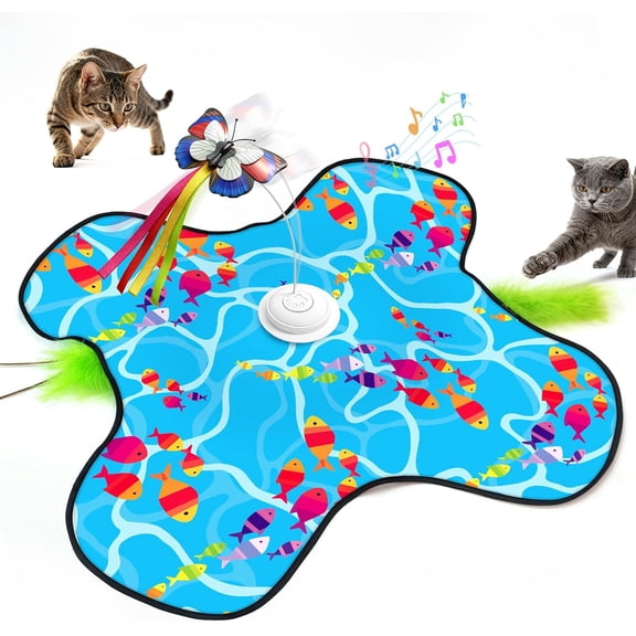 Interactive   for Indoor Cats: Fluttering Butterfly, Moving Concealed Feathers,   Sounds -  & Touch Activated   for Bored Adult Cats