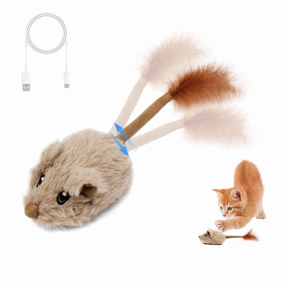 Dynamic Magic Mouse Cat Toys Squeaky Rechargeable Moving Mouse with Dynamic Magic Tail ...