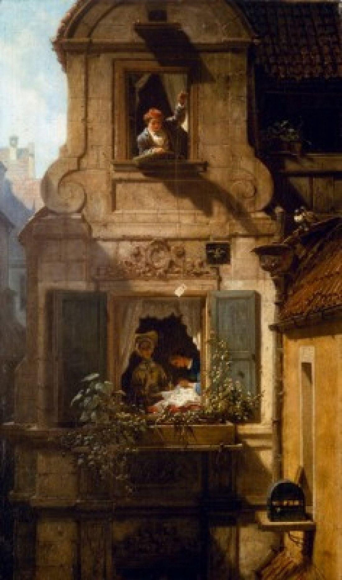 Interception of the Love Letter by Carl Spitzweg painted image (1808-1885) Canvas Art - Carl Spitzweg (24 x 36)