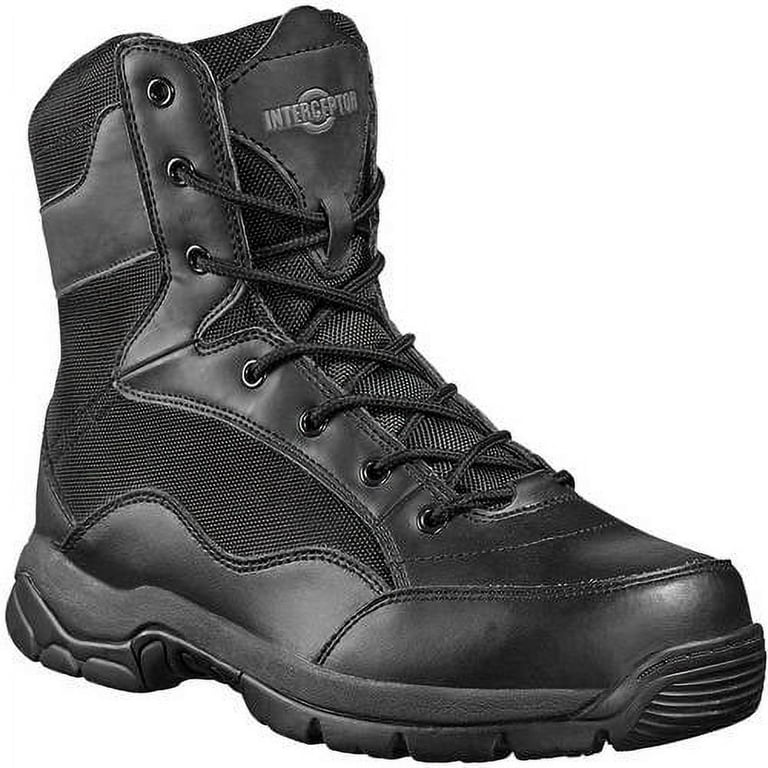 Interceptor Men s Force Tactical Steel Toe Work Boots Black Leather Walmart