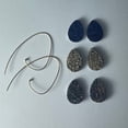 thumbnail image 1 of Interchangeable 3 piece Teardrop Druzy Quartz Dangle Earrings with 10kt yellow gold post, 1 of 9