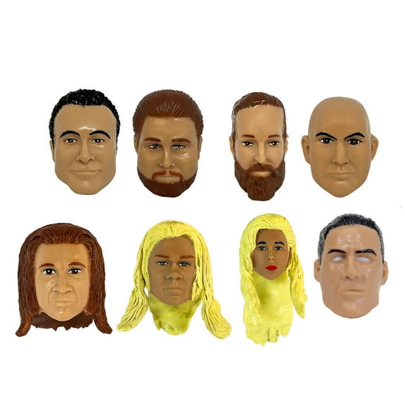 Interchangeable 7 Inch Wrestling Action Figure Heads Series 2: Set of All 8