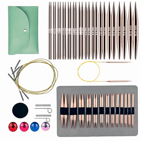 Interchangeable Circular Knitting Needles Set - 13 Pairs (3mm-10mm) with 4 Flexible Cables, Aluminum Needle, Ergonomic Design for Beginners and Advanced Knitters