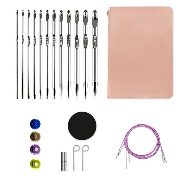 Interchangeable Crochet Hook Tunisian Crochet Hook Set 3mm-10.0mm Carpet Crochet Hook Set with Storage Bag
