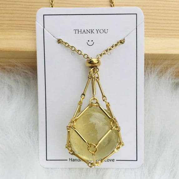 Interchangeable Crystal Holder Necklace Stainless Steel GemStones Cage Necklace Trendy Pendant Necklace for Women Men Necklace Holder for Healing Crystal
