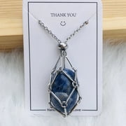 Interchangeable Crystal Holder Necklace Stainless Steel GemStones Cage Necklace Trendy Pendant Necklace for Women Men Necklace Holder for Healing Crystal