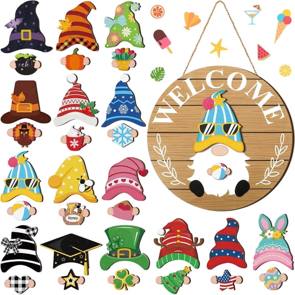Interchangeable Gnome Welcome Sign for All Seasons