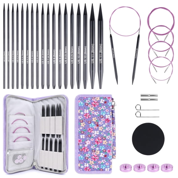 Interchangeable Knitting Set 9 Pairs 3-8mm With 4 Cables Portable Carry Bag