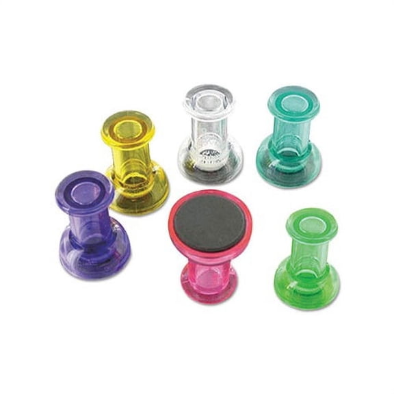 Interchangeable Magnetic Board Accessories Magnetic Push Pins, Assorted, 6/Pack