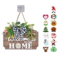 thumbnail image 1 of Interchangeable Rectangle Wooden Sign for Front Door Porch Decor with 13 Seasonal Pieces Flower Bowknot Hanging Plaque, 1 of 19