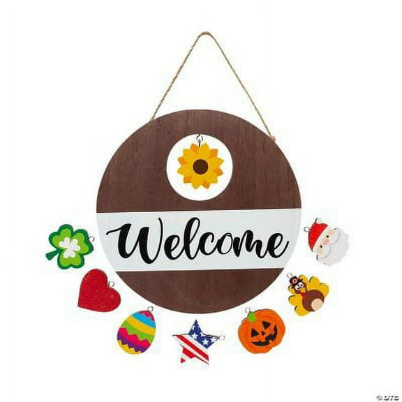 Interchangeable Season Welcome Sign, Christmas, Home Decor, 9 Pieces