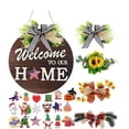 thumbnail image 1 of Interchangeable Seasonal Welcome Sign Front Door Round Wreaths Wall Hanging for Farmhouse Porch Summer Fall, 1 of 6