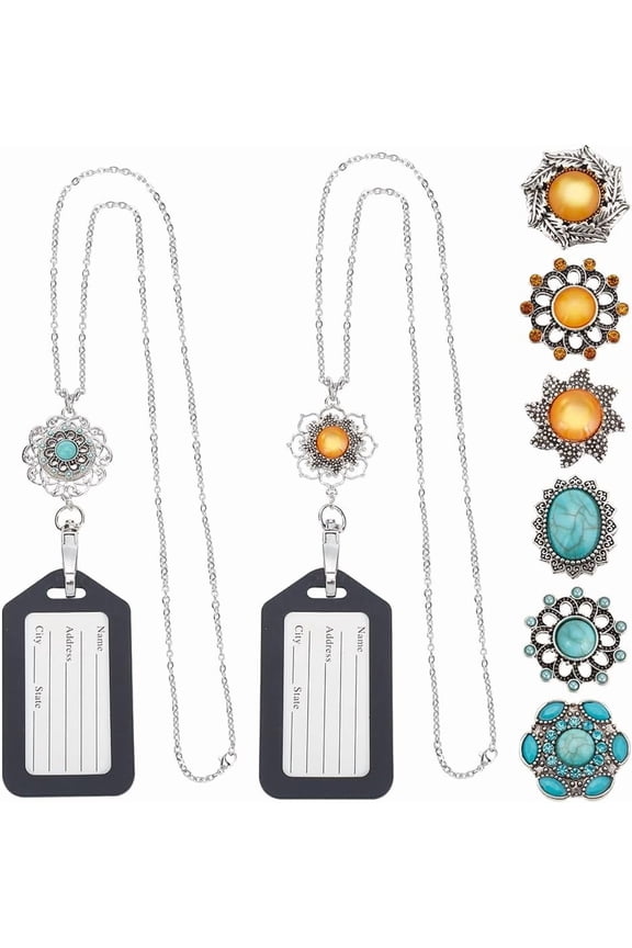 Interchangeable Snap Button Lanyard Badges Stainless Steel Chain Office Necklace