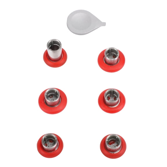 Interchangeable Thumbstick Metal Mod Kit with Textured Rubber Grips and Stainless Steel Base Replacement Part for Xbox One Elite Series 2 Controller 6-in-1 Set 0.35 oz / 10 g Red