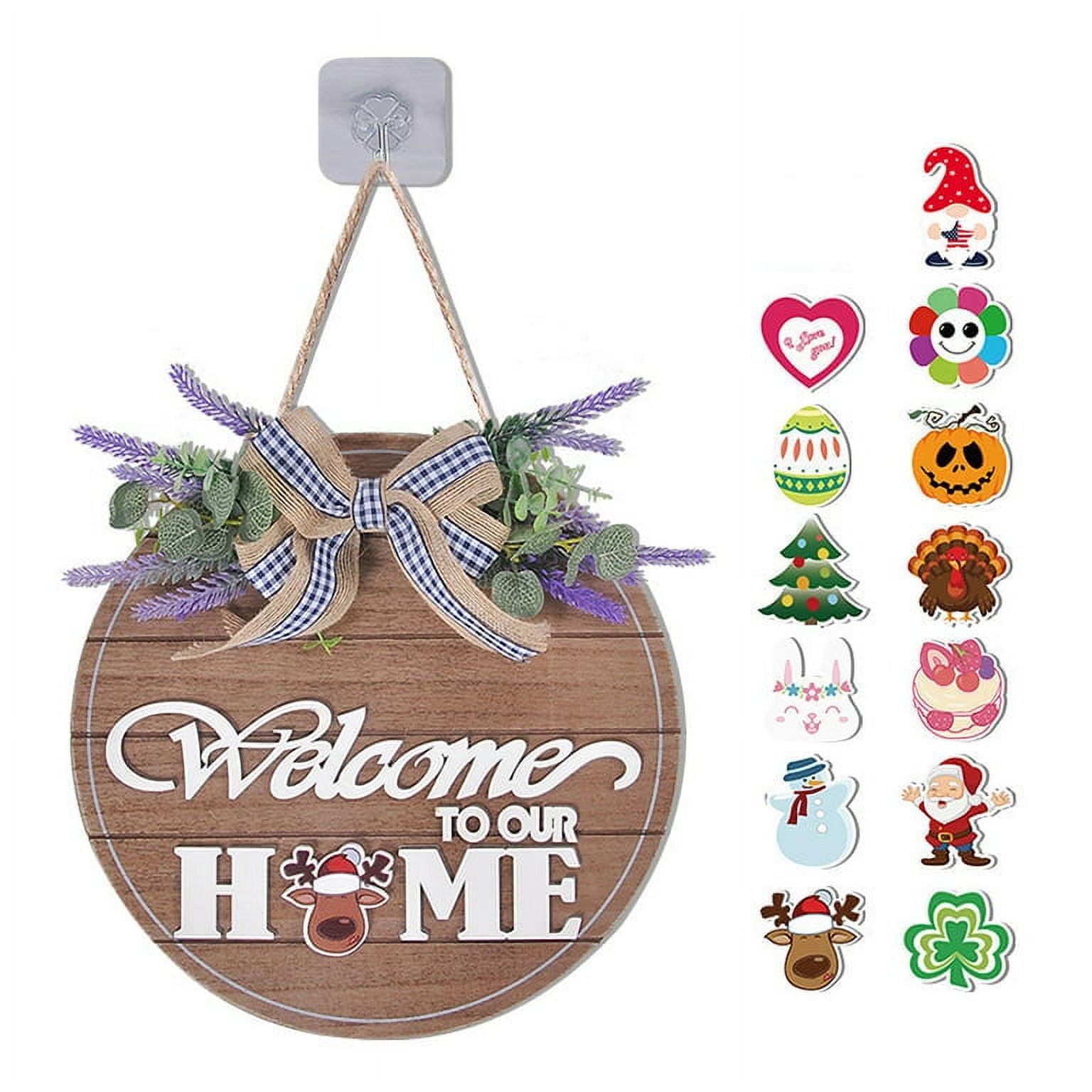 Interchangeable Home Sign, Seasonal Front Porch Door Decor With