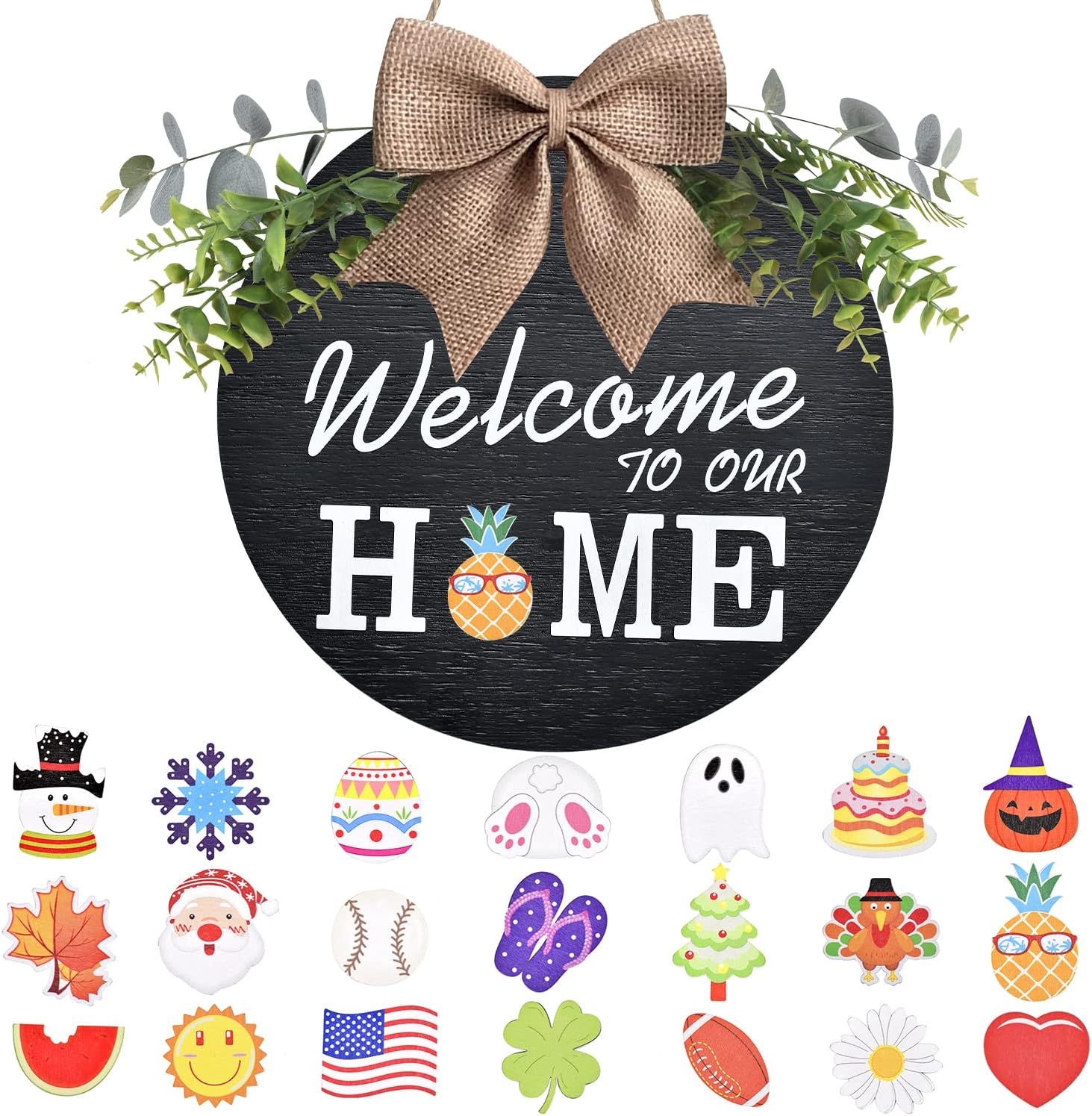 Interchangeable Home Sign, Seasonal Front Porch Door Decor With