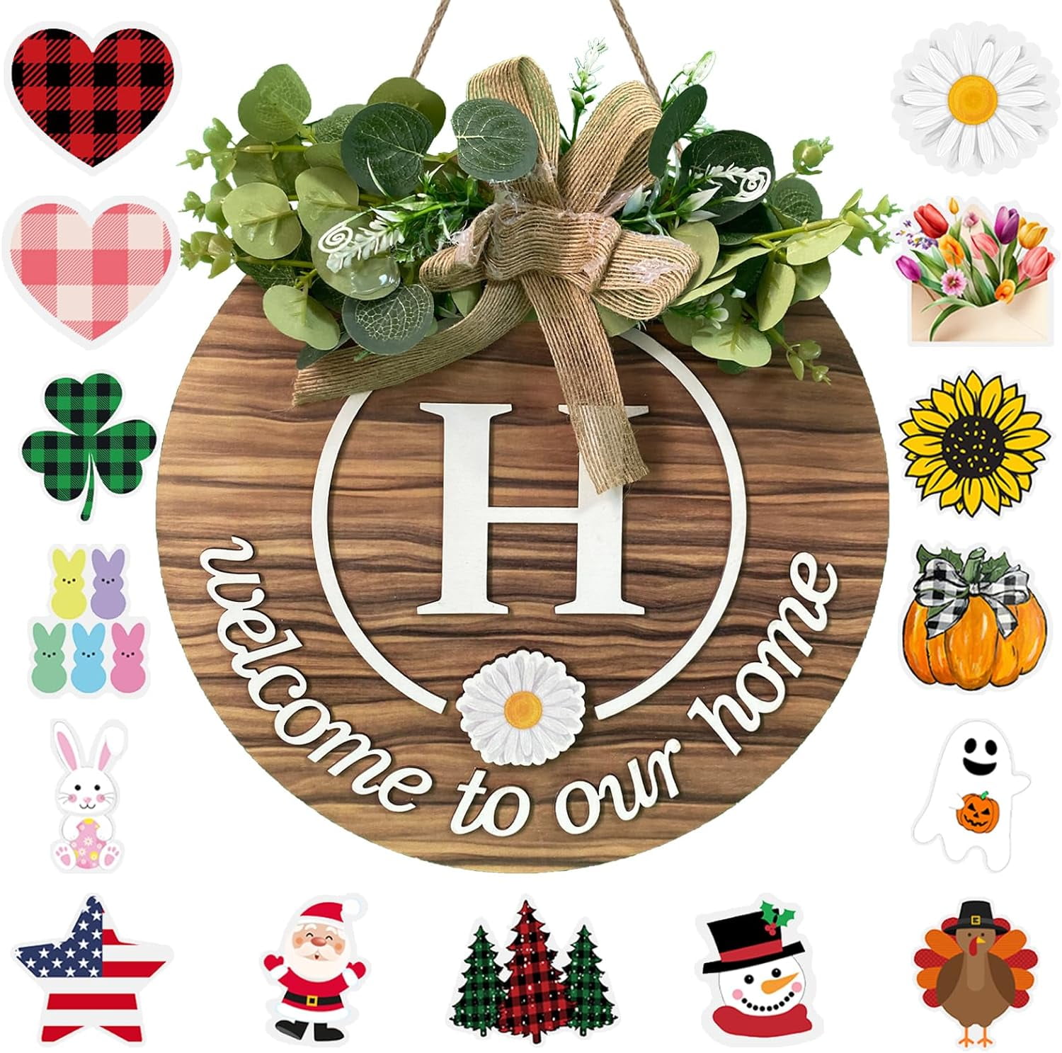 Interchangeable Sign for Front Door Family Last Name Initial