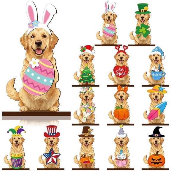 Interchangeable Wooden Animals Decor Multi Piece Swap Animal Set Detachable Holiday Theme Wooden Display Desk Shelf Mantel Window Sill Home Decoration Customizable Gift Accent Home Decor Set