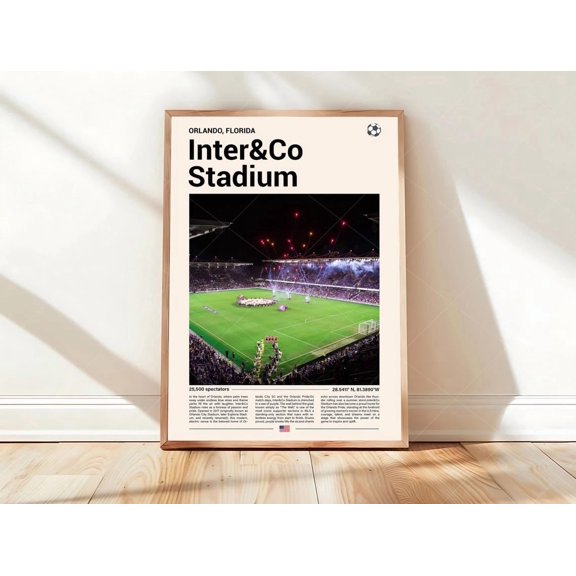 Interco Stadium Stadium Image Print Mid Century Modern Soccer Sports Bedrooms Minimalist Office Wall Art, Unframed Poster