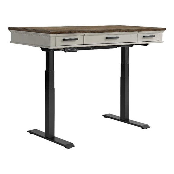 Intercon Drake Lift Desk in Rustic Gray and French Oak