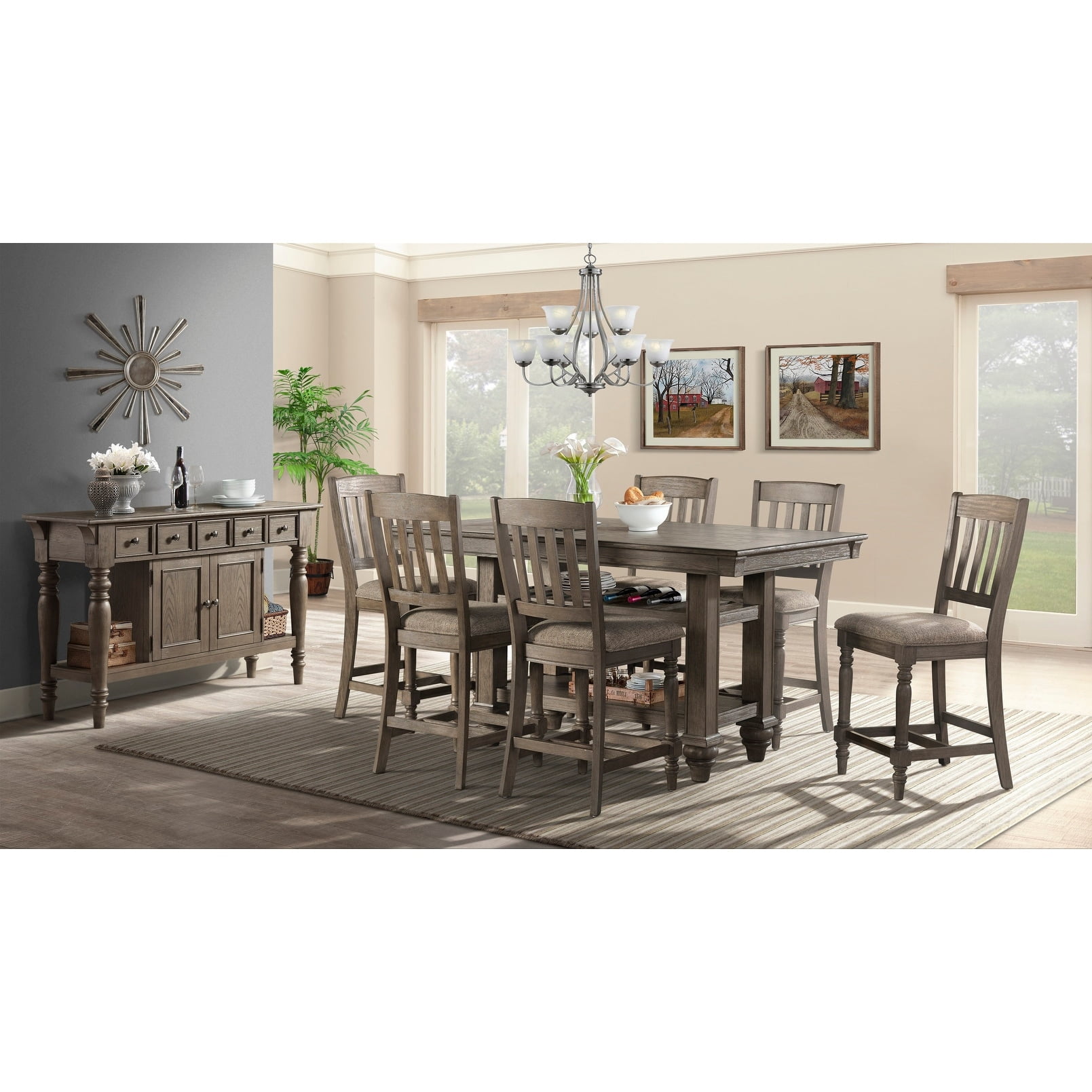 Roasted Oak Slat Back Counter Stool with Cushioned Seat, Set of 2