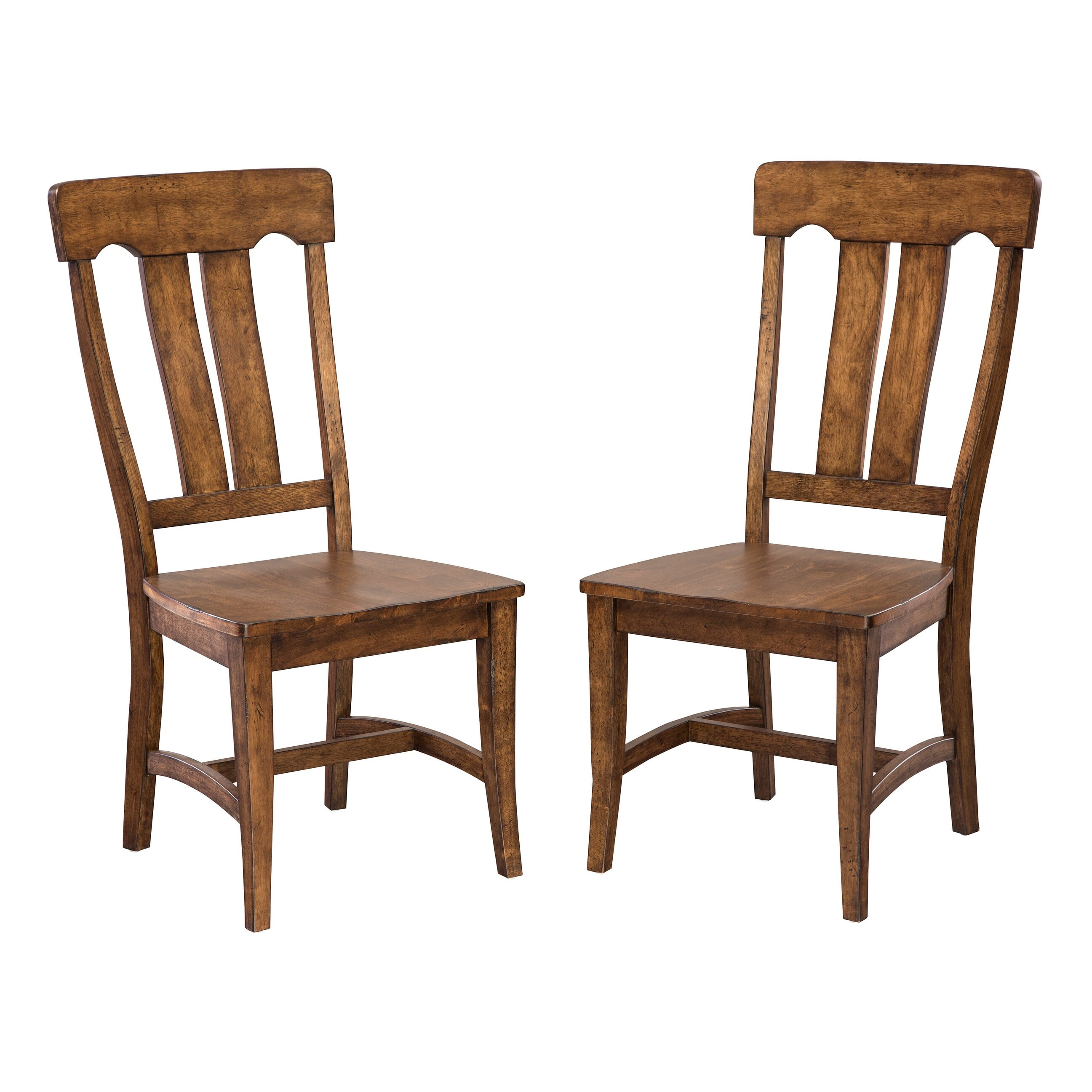 Rustic Brown Birch Wood Slat Back Side Chair