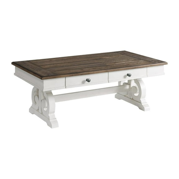 Intercon Coffee Table, 50x28x19 in Rustic White & French Oak