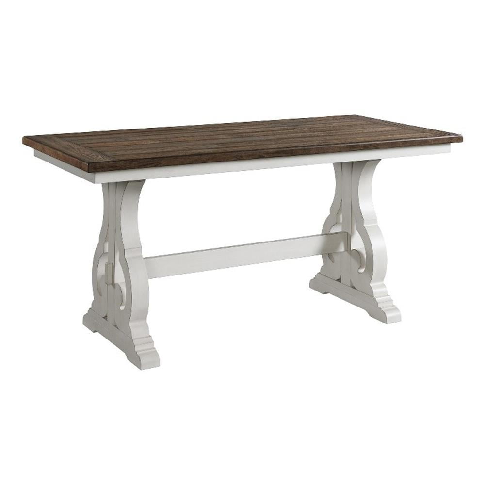 Rustic White and Oak Counter Height Extendable Table
