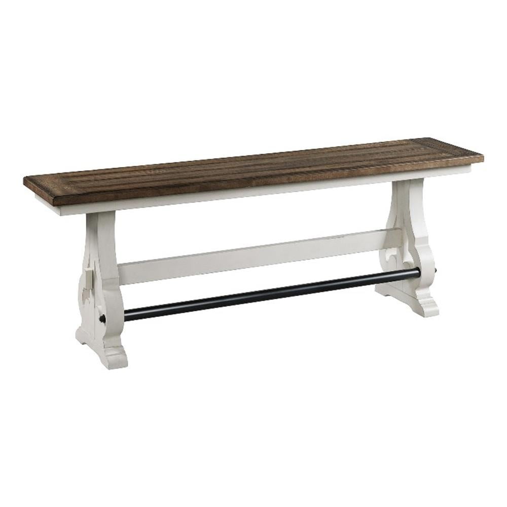 Drake Rustic White and Oak Counter Height Backless Bench