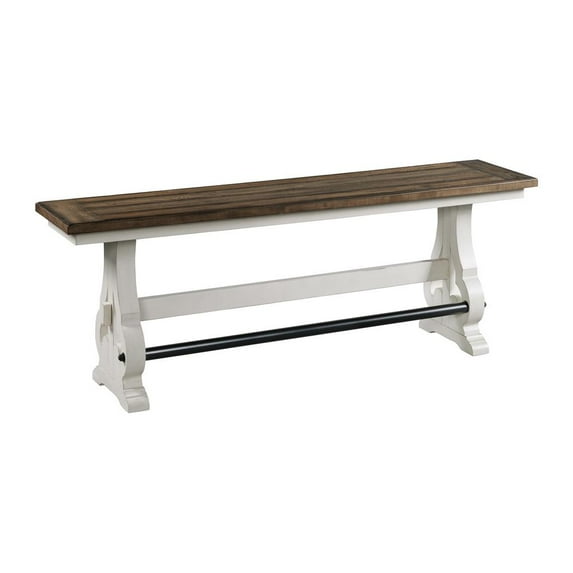Intercon Backless Bench, Counter Height in Rustic White & French Oak