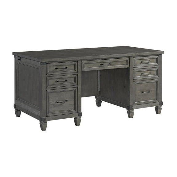Intercon 66" Executive Desk in Brushed Pewter