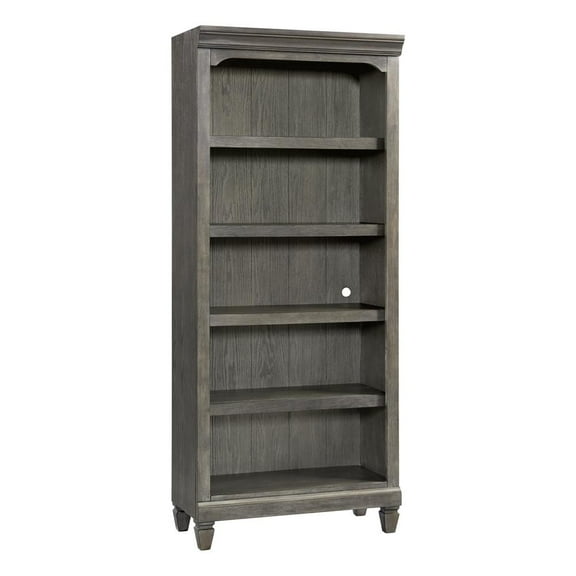Intercon Furniture Foundry Home Office 76" Wood Bunching Bookcase in Pewter