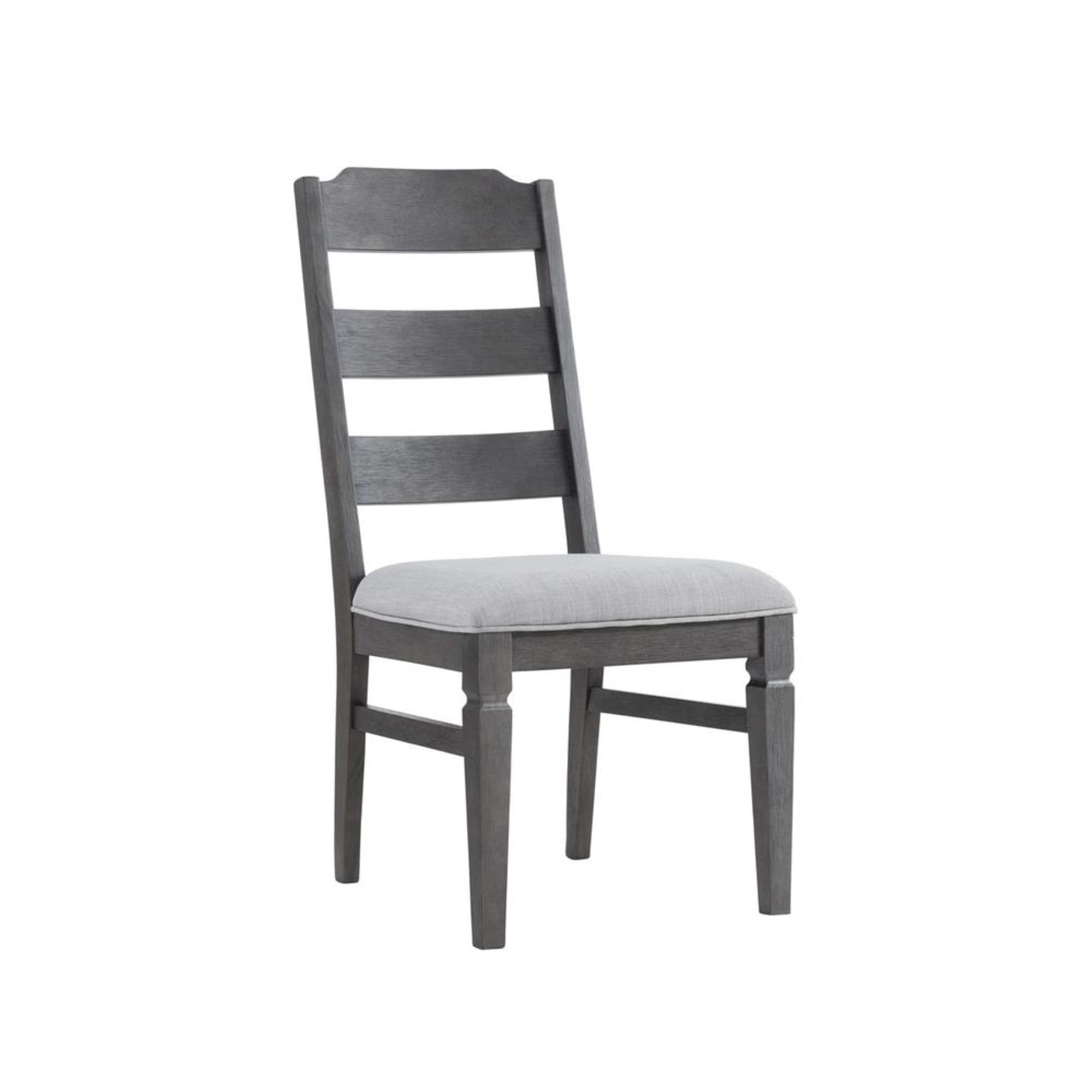 Transitional Pewter Gray Ladderback Side Chair with Cushion Seat