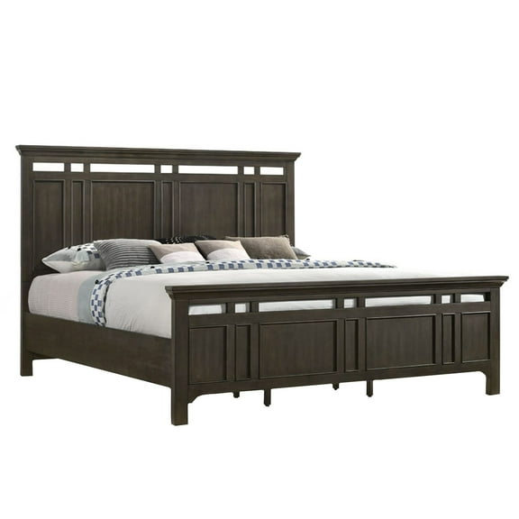 Intercon Furniture Hawthorne Bedroom Complete King Panel Bed in Charcoal