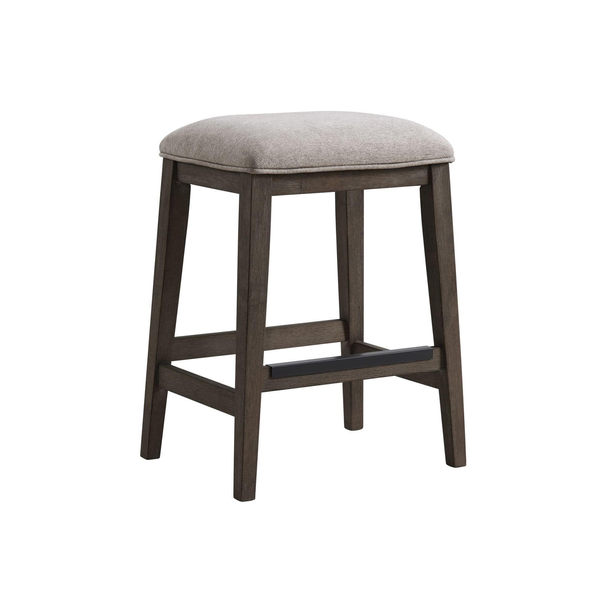 Hearst Brown Wood Backless Counter Stool with Upholstered Seat