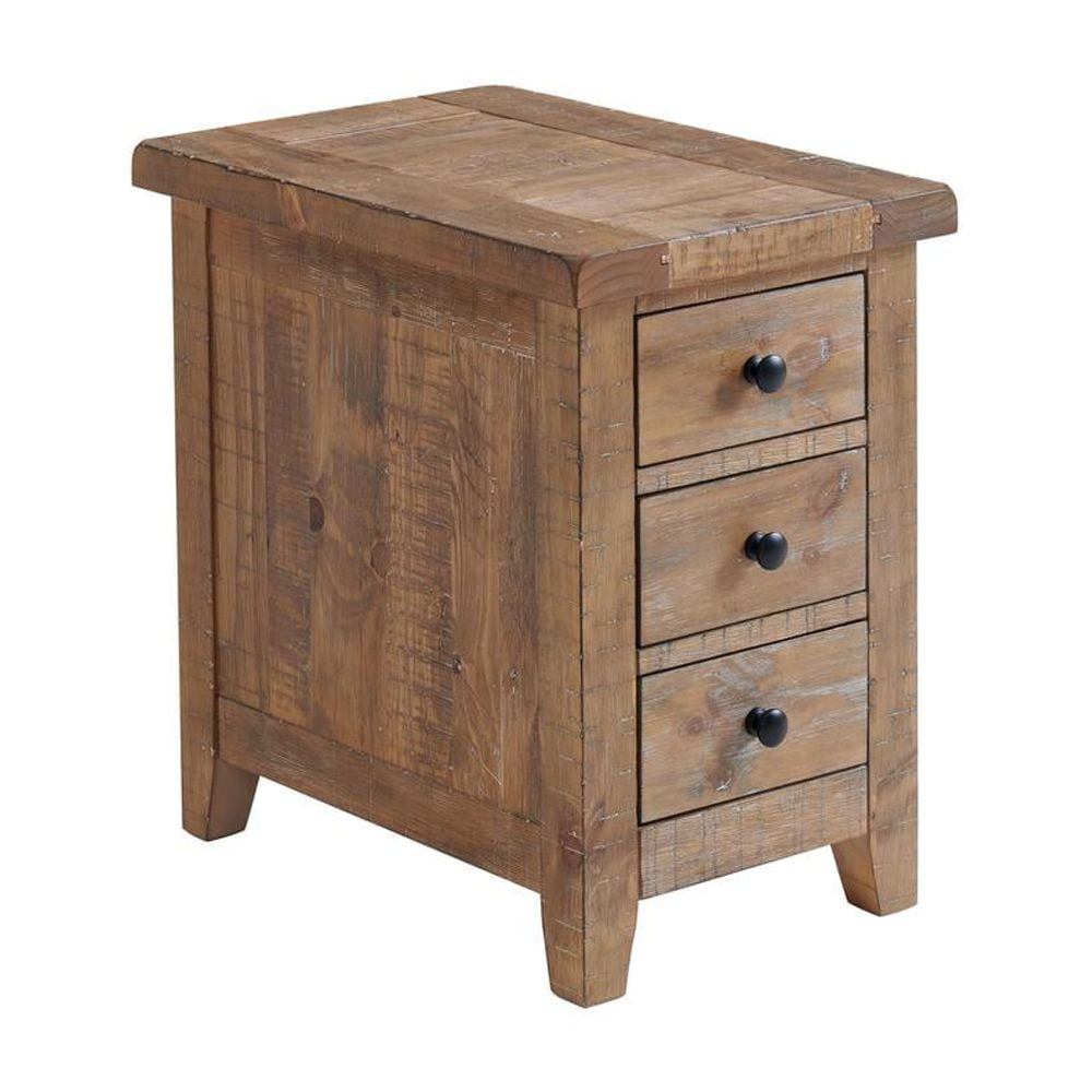 Highland Rustic Brown Pine 3-Drawer End Table