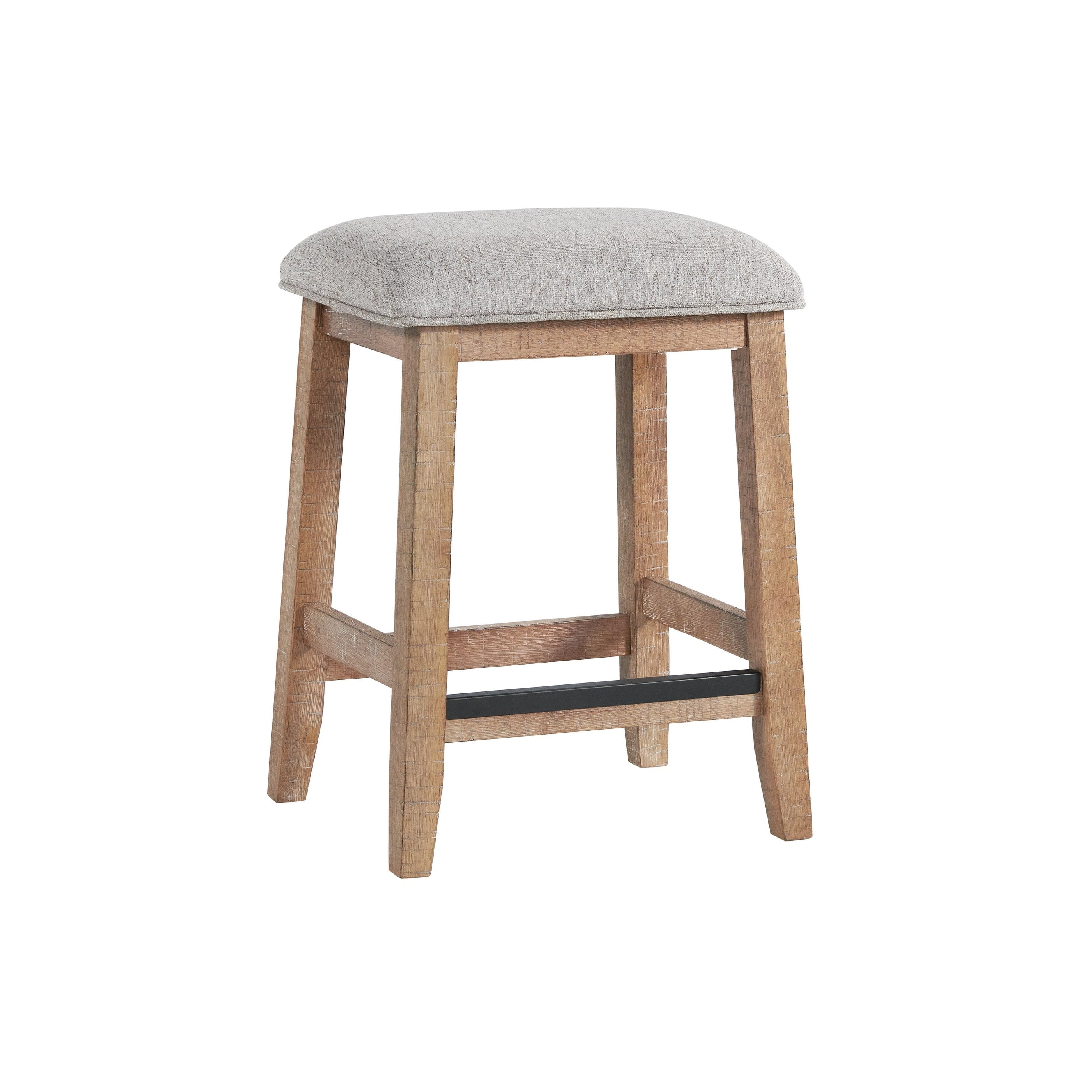 Highland Gray Backless Wood and Metal Bar Stools, Set of 2