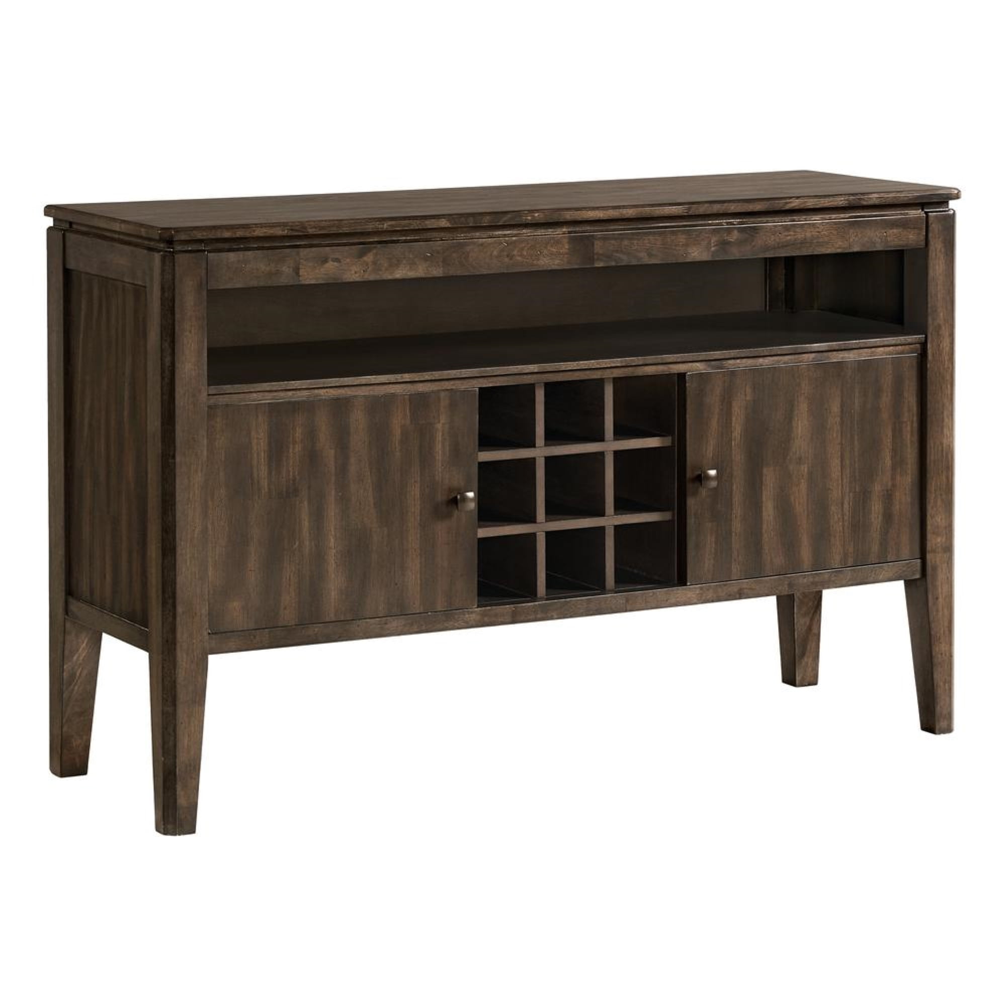 Transitional Brushed Mango 54" Sideboard with Wine Rack in Brown