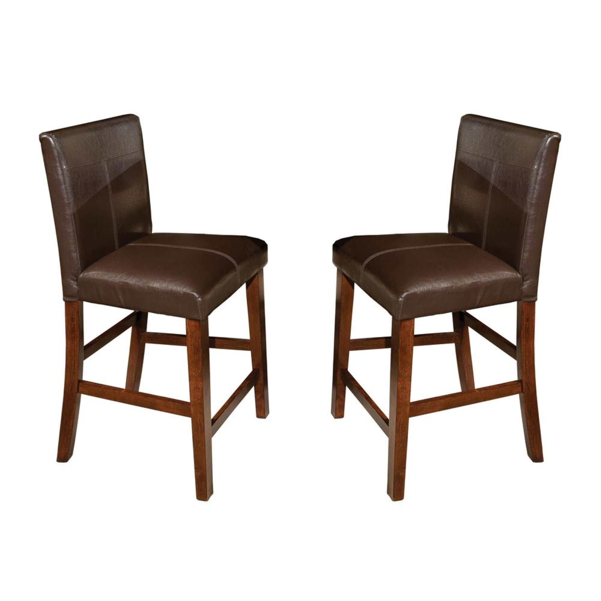 Kona Parsons 24" Counter Height Barstools in Dark Raisin with PU Leather Seat - Set of 2