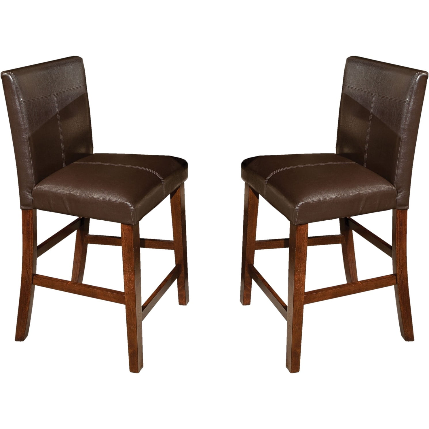 Kona Parsons 24" Counter Height Barstools in Dark Raisin with PU Leather Seat - Set of 2